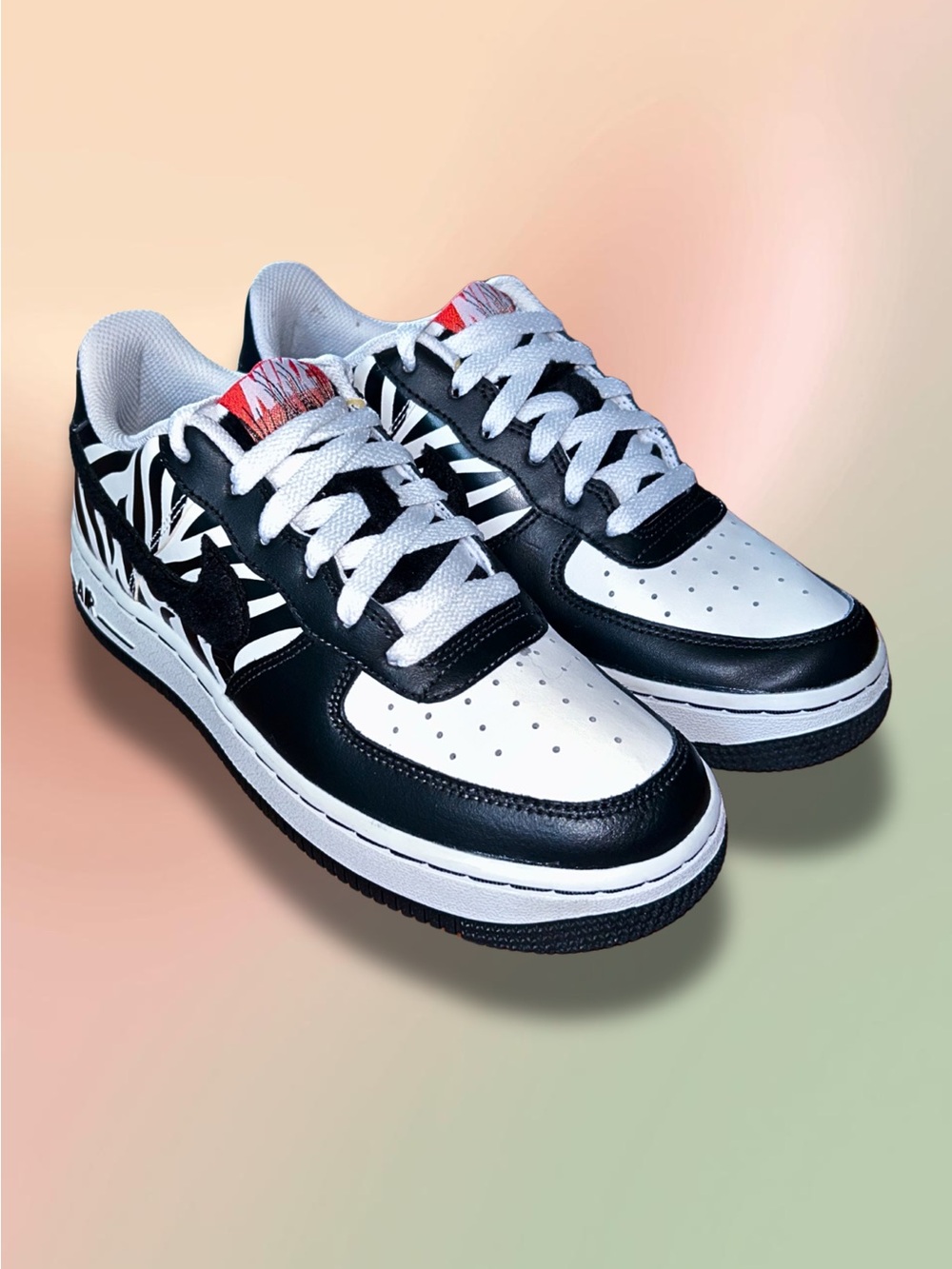Nike Air Force 1 ’07 LV8 GS Zebra White Black Shoes 5.5Y Womens 7 CU4687-100